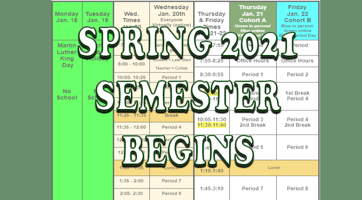 Spring Semester Begins Wed. 1/20 - Special Schedule | Irvine High School