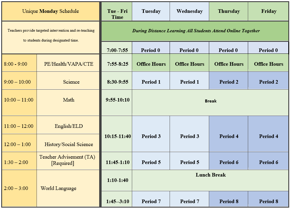 Online And Hybrid Bell Schedules Irvine High School