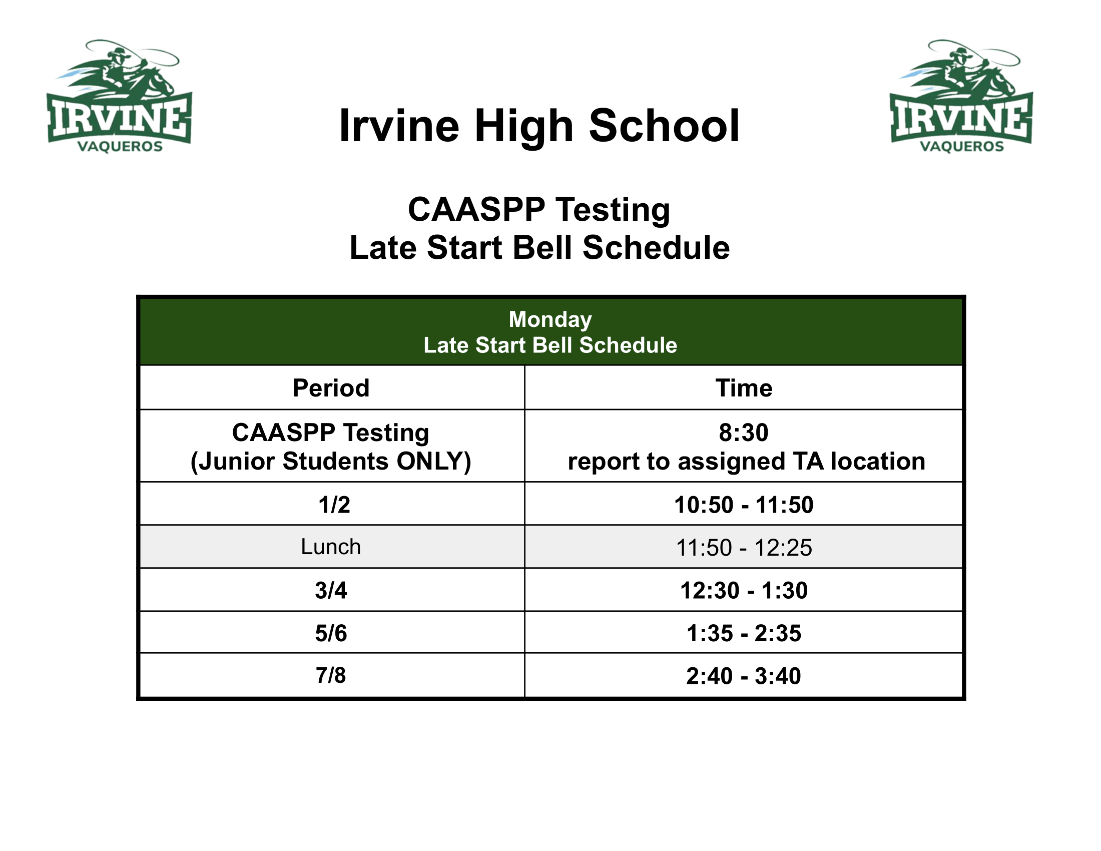 CAASPP Schedule