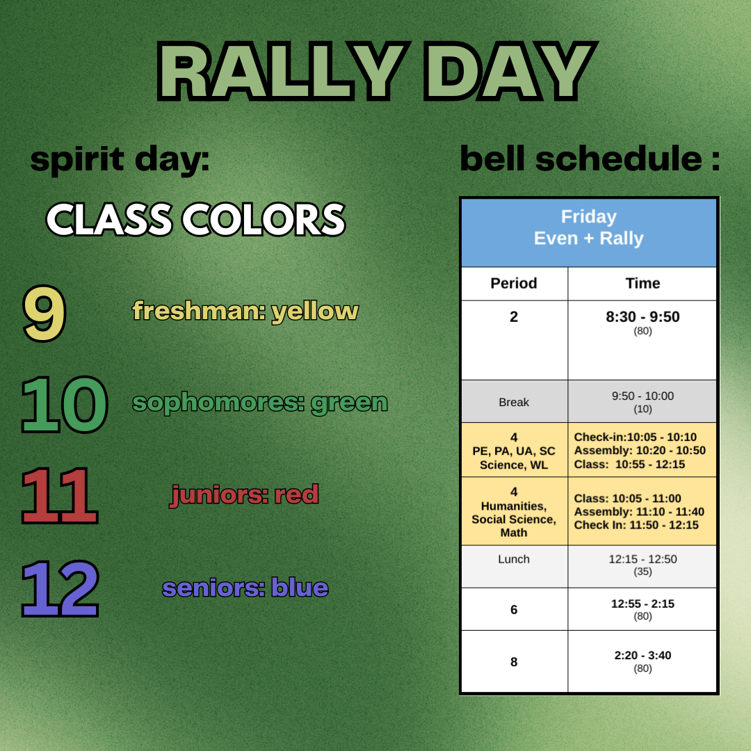 Even Schedule w/ Rally Schedule (03/24) Irvine High School