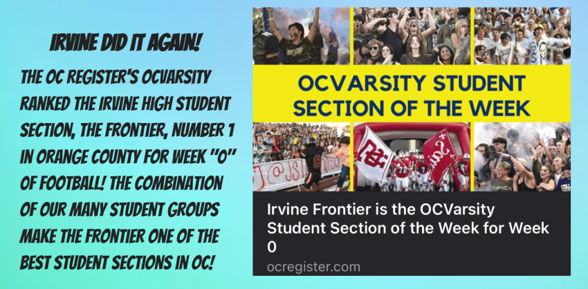 IHS Frontier voted #1 Fan Section by OC Register