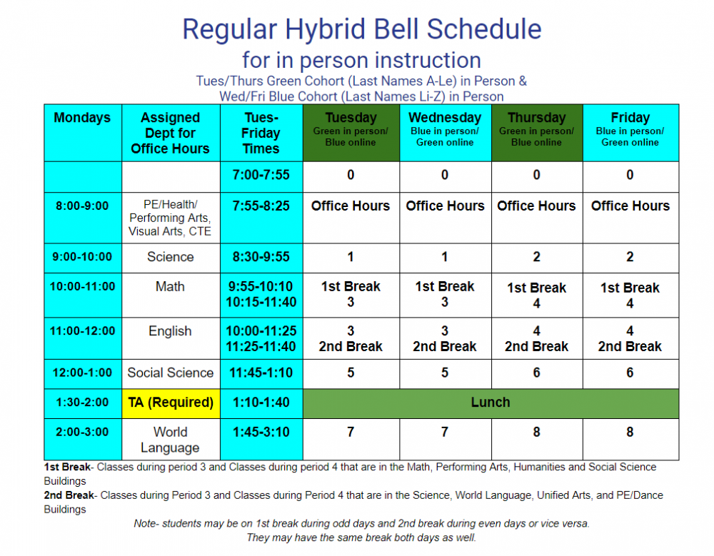 Online and Hybrid Bell Schedules Irvine High School