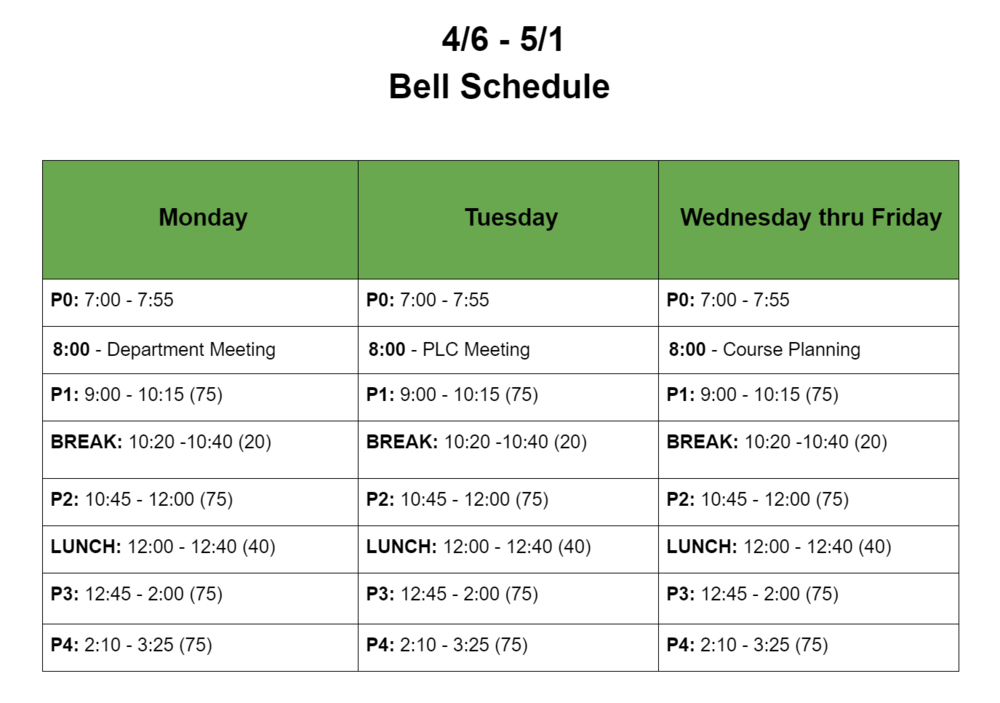 EDL April Schedule