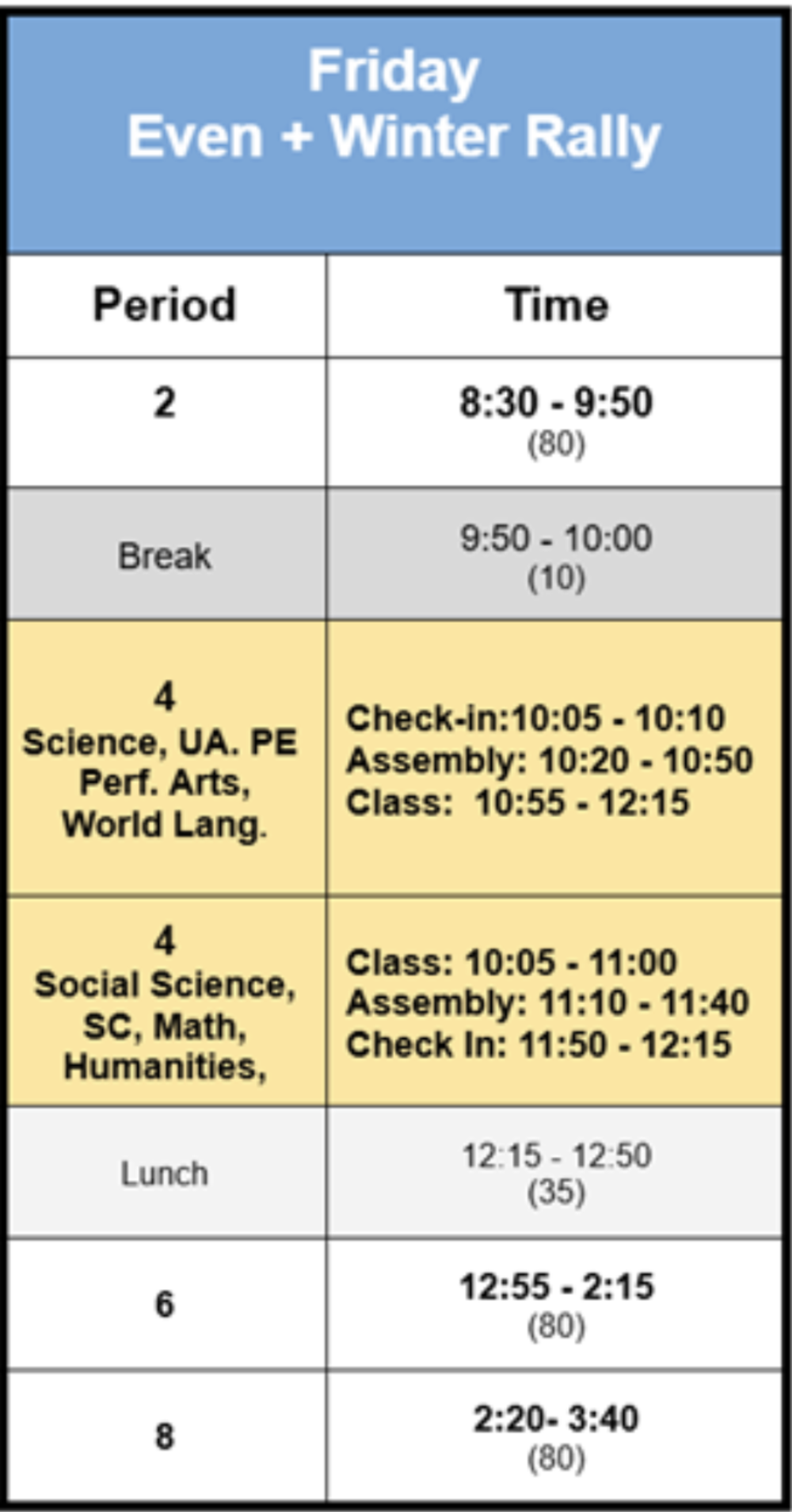 Schedule