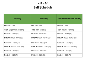 EDL April Schedule