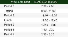11am Late Start Bell Schedule
