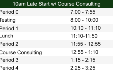 10:00am Late Start with Course Consulting Bell Schedule