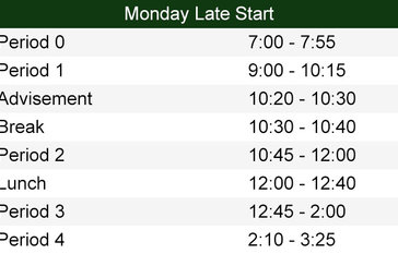 9am Late Start Schedule