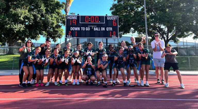 Irvine beat laguna hills 19-6 in first flag football game.